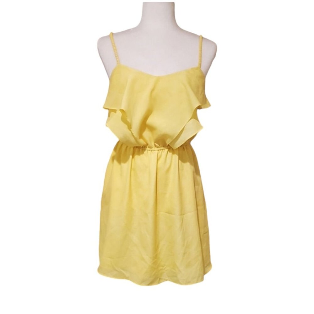 Bcbgeneration Yellow Ruffle Spaghetti Strap Mini … - image 2
